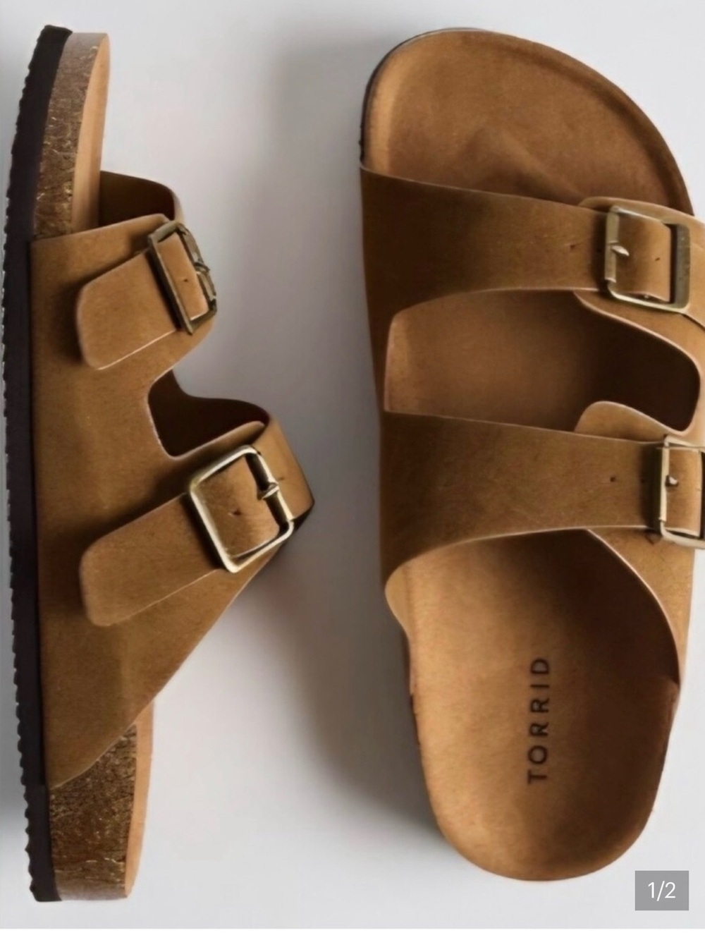 torrid Double Buckle Suede Slide Sandals in wide width